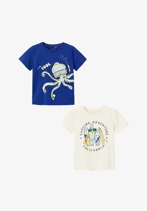 Name it 2 PACK - Print T-shirt - blau weiß