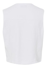 Witte mouwloze top met een textuurstof, een licht gebogen zoom en een strakke silhouet met minimale stikdetails.