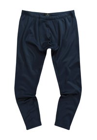 Marineblaue Sportleggings aus glattem, dehnbarem Material. Verfügt über einen elastischen Bund und eine verstärkte Naht für zusätzliche Haltbarkeit.