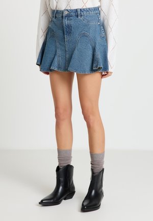 CORTO TINTA UNITA - A-Linien-Rock - blu denim sabbiato