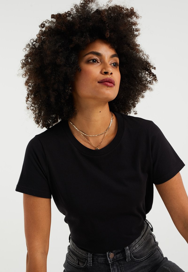 Damen T-Shirts | WE Fashion T-Shirt basic black/schwarz - KL71573 Damen T-Shirts | WE Fashion T-Shirt basic black/schwarz - KL71573