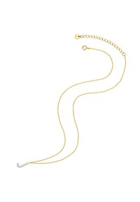 Zelta ķēdes kaklarota ar dubulto virvi, kas izceļas ar izliekts, dimantu akcentēts piekariņš un pavasara bloķēšanas mehānismu.