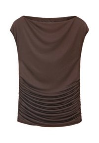 WITH DRAPED DETAIL - T-shirt basique - BROWN