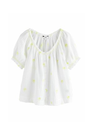 Next, Blúzka - white embroidered yellow palm tree