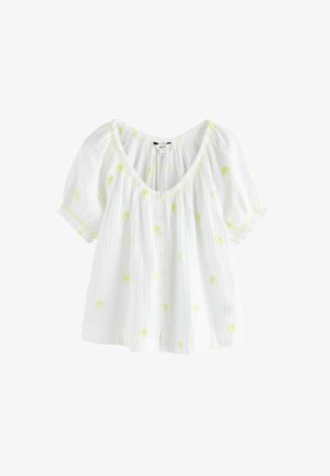 Next, Blúzka - white embroidered yellow palm tree