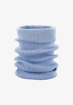 Blaue, gerippte Halsmulde aus weichem Stoff. Verfügt über eine zylindrische Form mit einer strukturierten Oberfläche, die für Wärme und Komfort sorgt.