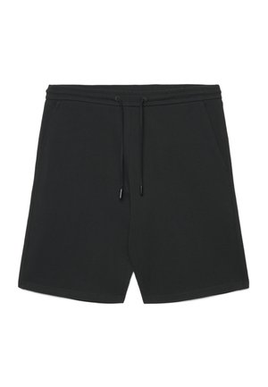 Pantaloncini casual neri con vita elastica, coulisse e tasche laterali, progettati per un comfort quotidiano.