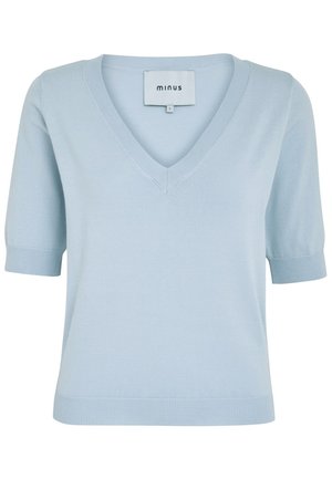 Minus MIMILLA V- NECK KNIT TEE 1 - Navadna majica - ice blue