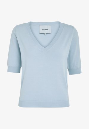 Minus MIMILLA V- NECK KNIT TEE 1 - Navadna majica - ice blue