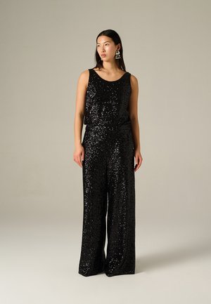 PALAZZO WITH ALL-OVER SEQUINS - Pantaloni - black