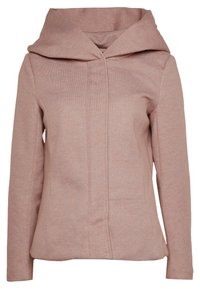 Roze, gewatteerde jas van gestructureerde stof, met een ritssluiting aan de voorkant en zijzakken, met een getailleerde pasvorm en minimale naden.