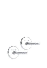 Silber 925 Steckerohrringe mit runden Rückseiten und geradem Stift. Glatte Textur mit polierter Oberfläche, minimalistisches Design.