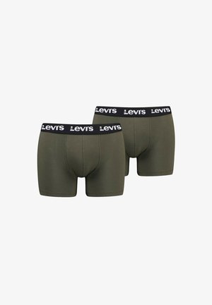 Groene katoenen boxershorts met een zwarte tailleband met het "Levi's"-logo. Het ontwerp heeft een aansluitende pasvorm en een gladde textuur.