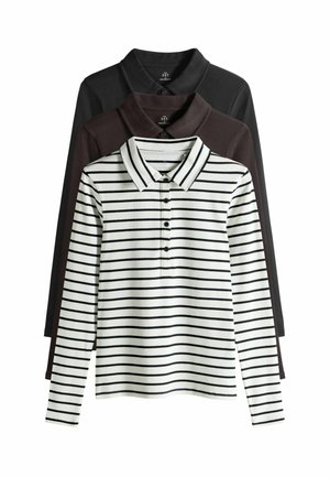 REGULAR FIT - 3 PACK COLLARED  - Polo krekls - black stripe chocolate brown