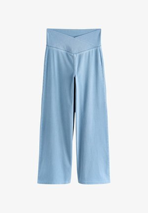 Next, Wide Leg - bleach blue wrap waist