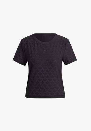 adidas Originals, FASHION LACE MONOGRAM CROPPED T-SHIRT - Nyomott mintás póló - black