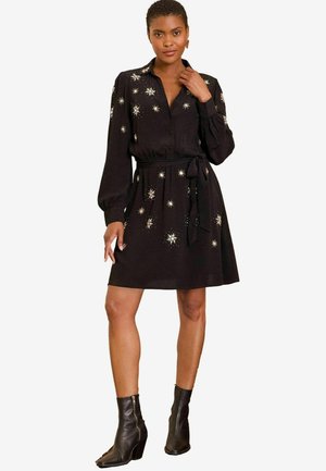 Love & Roses EMBELLISHED MINI REGULAR FIT - Košilové šaty - black