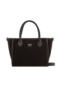 Borsa nera realizzata in morbido velluto con dettagli in pelle. Caratterizzata da manici doppi e un logo sottile. Design strutturato con una tracolla rimovibile.