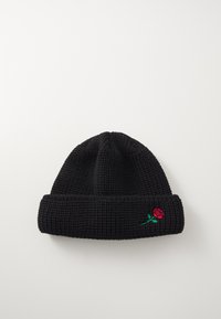 SHORT BEANIE ROSE EMBROIDERY UNISEX - Lue - black