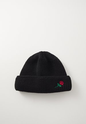 Vertere Berlin SHORT BEANIE ROSE EMBROIDERY UNISEX - Beanie - black