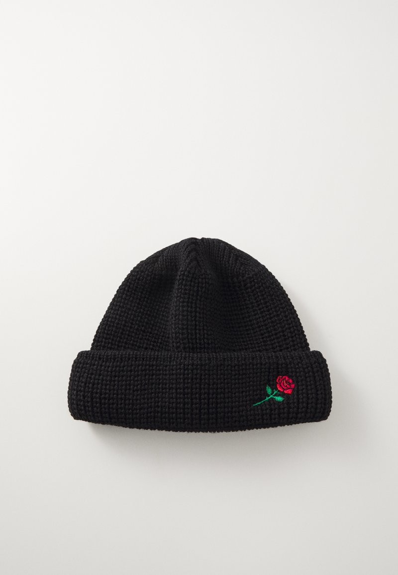 Vertere Berlin SHORT BEANIE ROSE EMBROIDERY UNISEX - Kapa - black