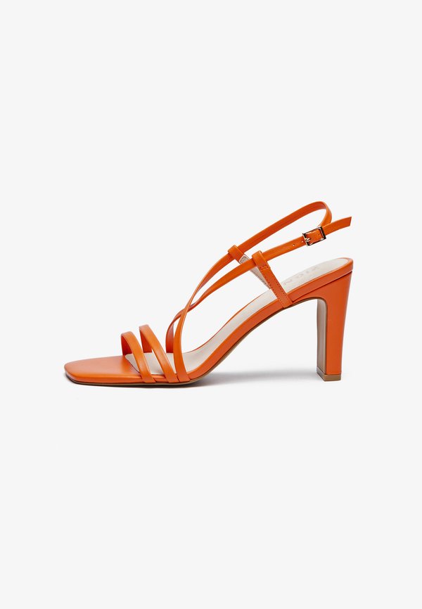 LEATHER - High heeled sandals - orange