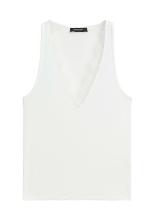 Massimo Dutti, V-NECK LACE TRIM CAMISOLE TOP - Débardeur - beige