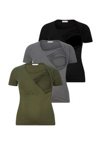M.M.C. STILL 3ER SET UMSTANDSMODE - T-shirt basic - schwarz dunkelgrau khaki