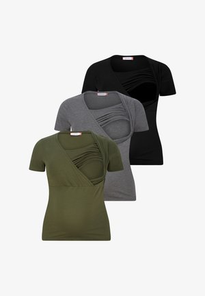 M.M.C. STILL 3ER SET UMSTANDSMODE - Basic T-shirt - schwarz dunkelgrau khaki
