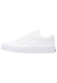Weiße Canvas-Sneaker im Low-Top-Design mit runder Zehenpartie, flacher Gummisohle und Schnürverschluss. Mit subtilen Nähten und Logodetail an der Ferse.