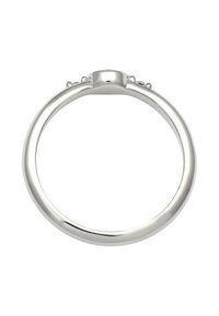 Anello d'argento con superficie liscia e lucida, caratterizzato da piccoli accenti rotondi sulla fascia per abbellire. Semplice e di forma rotonda.