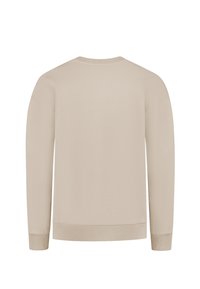 Beige lange mouwen trui met een ronde hals, voorzien van geribbelde manchetten en zoom, een gladde textuur en een ontspannen pasvorm.