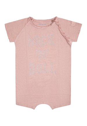 Molleton rose à manches courtes, arborant "ROCK 'N' ROLL" en strass argentés. Fermetures à pression sur une épaule pour un habillage facile.
