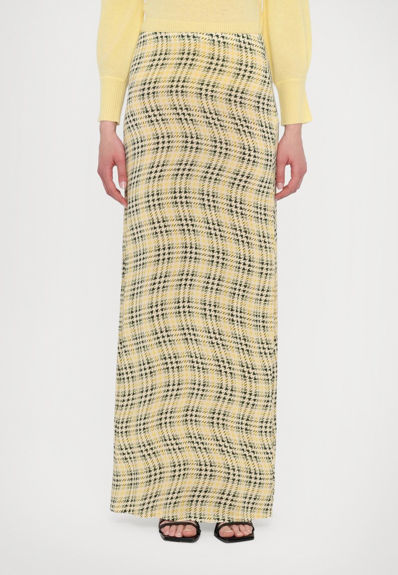 Rabanne Maksi svārki - green/yellow/cream