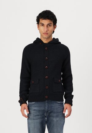 BASTLE ZIP THROUGH KNITTED HOODIE - Cardigan - black