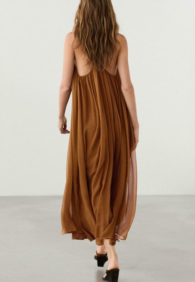 slim fit dress slacks Rent ASOS DESIGN Halter Neck Grecian Pleated Skirt Maxi Dress In Pastel  Blue main image 0