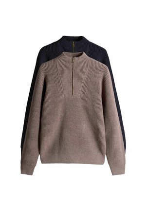 REGULAR FIT - 2 PACK QUARTER ZIP  - Strickpullover - navy/grey