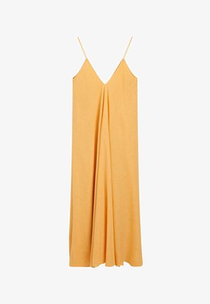 Massimo Dutti, FLOWING V-NECK DRESS. - Maxikjoler - light yellow