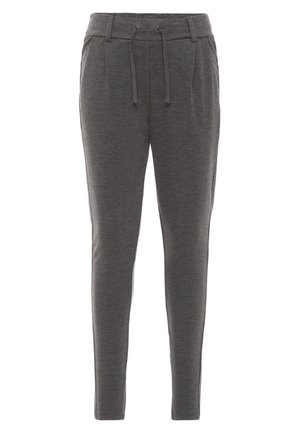 Mørkegrå slim-fit joggingbukser med elastisk talje, snøre, sidelommer og smal benform.