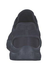 Dunkelblaues Sportschuh mit einem strukturierten Mesh-Obermaterial, gepolstertem Absatz und Gummisohle. Verfügt über ein einfaches Slip-On-Design für bequemes Anziehen.