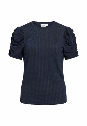 VILA, OBERTEIL MIT KURZEN ÄRMELN VIANINE RUNDHALS - Blúzka - navy blazer