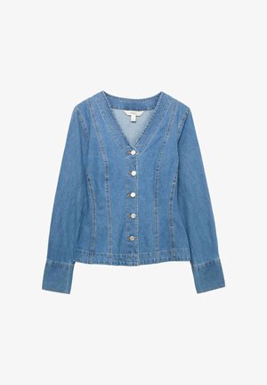 Marks & Spencer, PURE V-NECK BUTTONED - Bluse - blue denim
