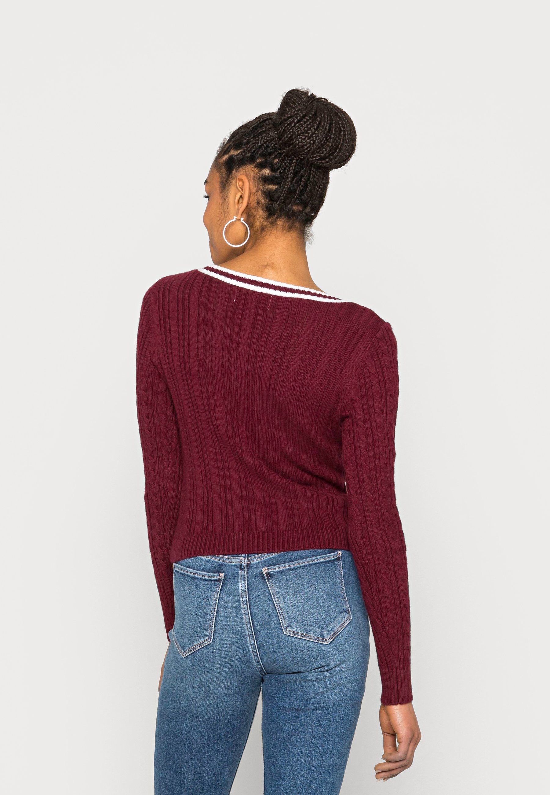 dark red v neck jumper