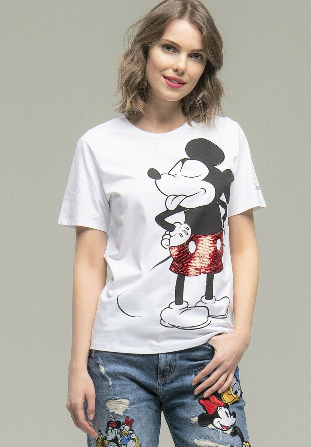 Fracomina MICKEY - T-shirt con stampa - white/bianco - Zalando.it
