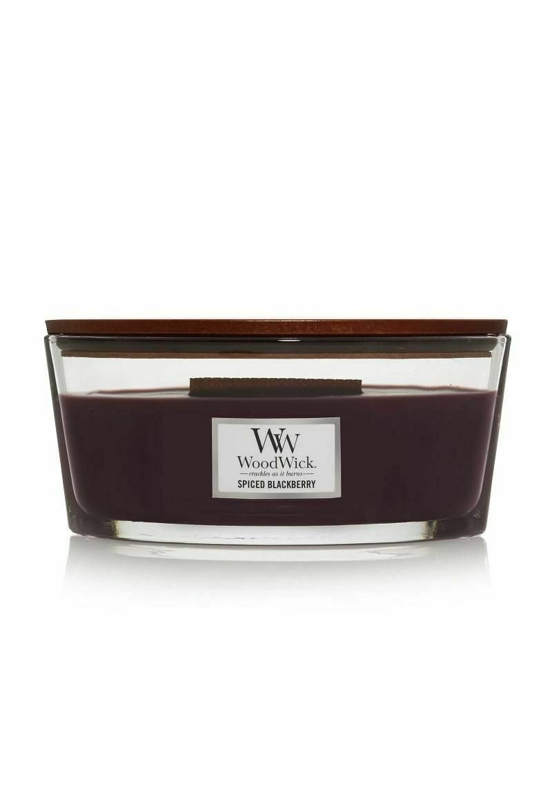 Bougie Parfumée WoodWick Ellipse Mûre Épicée - Mèche Hearthwick Crépitante