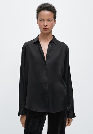 Massimo Dutti FLOWING SATIN LONG SLEEVE - Overhemdblouse - black