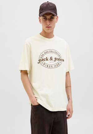 Jack & Jones, Logo - Nyomott mintás póló - beige