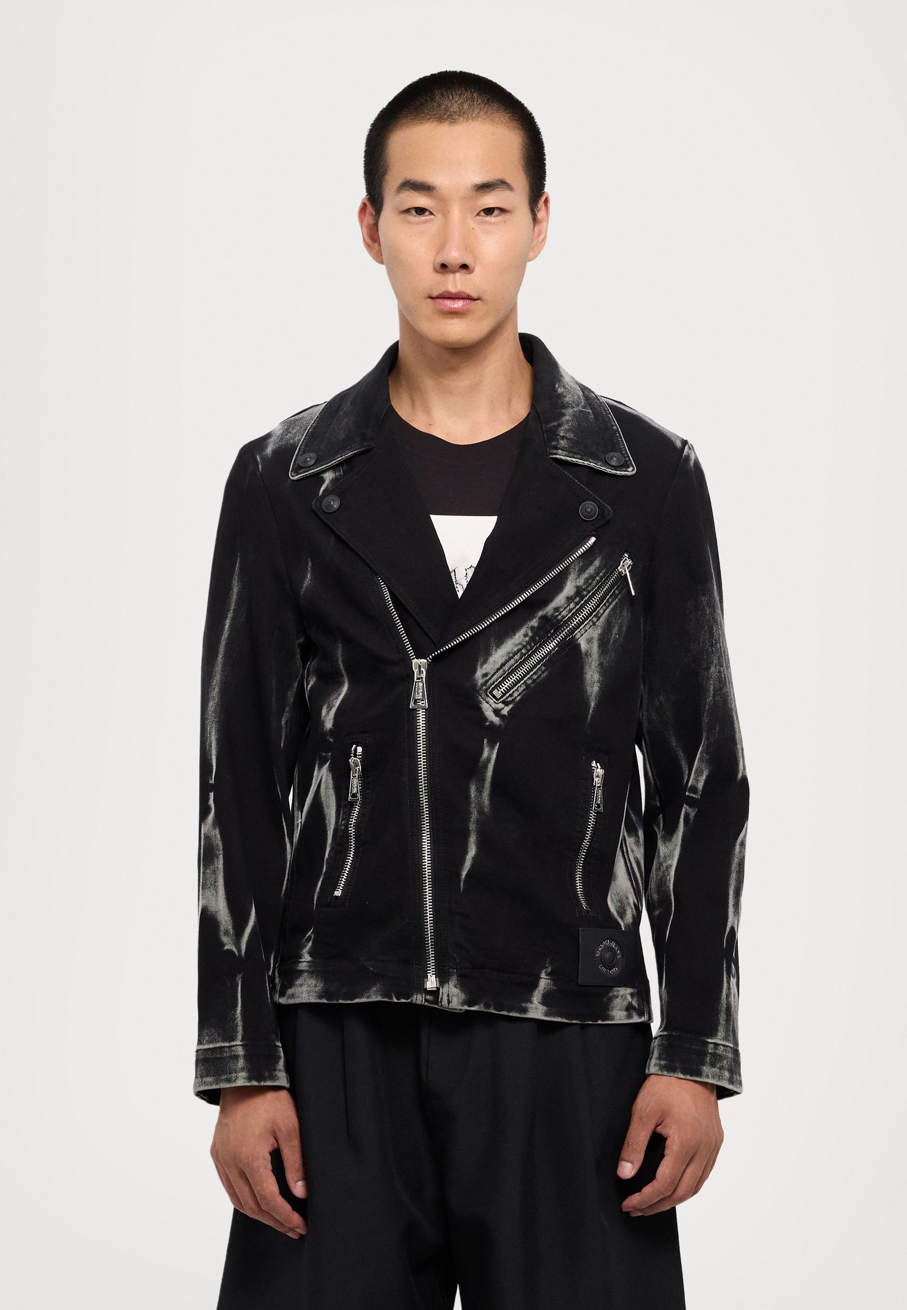 ジャケット・アウター VERSACE JEANS COUTURE Black Denim Jacket Versace Jeans Couture Black Patch Denim Jacket Versace