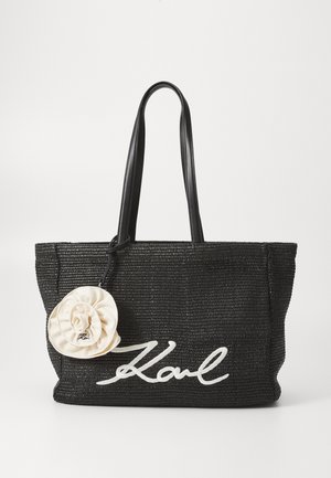 KARL LAGERFELD SIGNATURE FLOWER TOTE - Bolso shopping - black