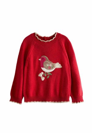 REGULAR FIT - CHRISTMAS CREW NECK APPLIQUÉ  - Strickpullover - red robin